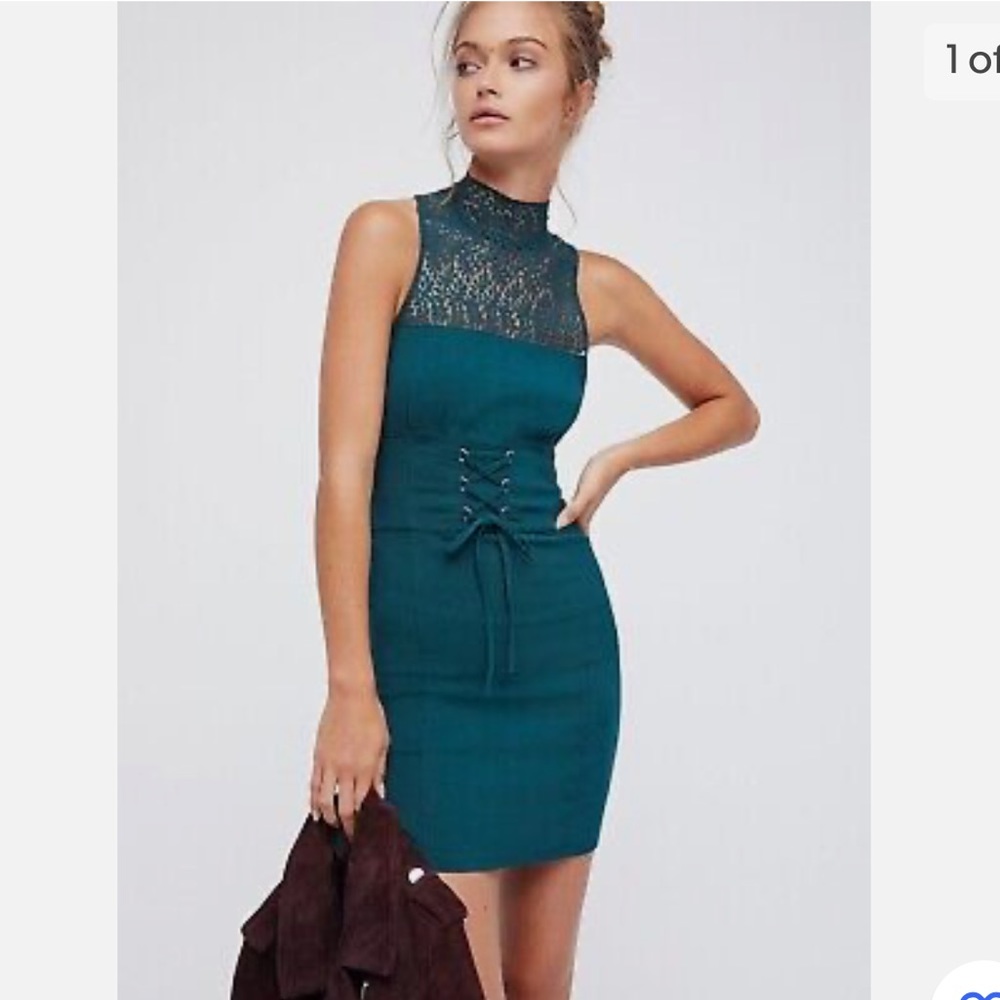 Free people green mini dress